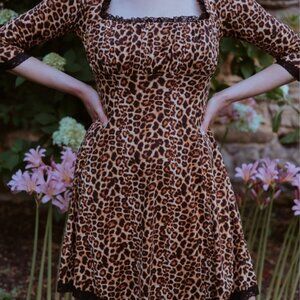 New Wax Poetic Clothing Wednesday Dress In Leopard Print